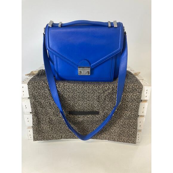 LOEFFLER RANDALL, MEDIUM BLUE LEATHER CROSSBODY BAG (ASIS) - Picture 1 of 16